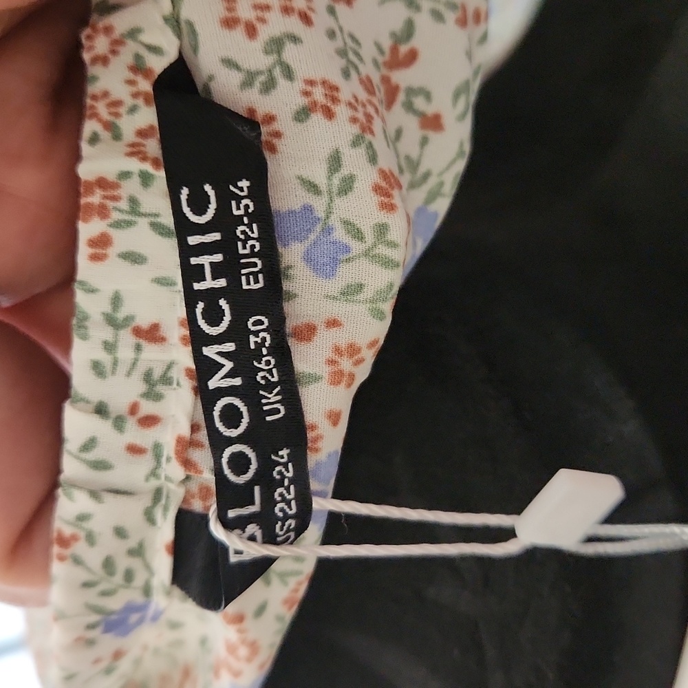 BloomChic Ditsy Floral Puff Sleeve Ruched Drawstring Blouse - Picture 10 of 12